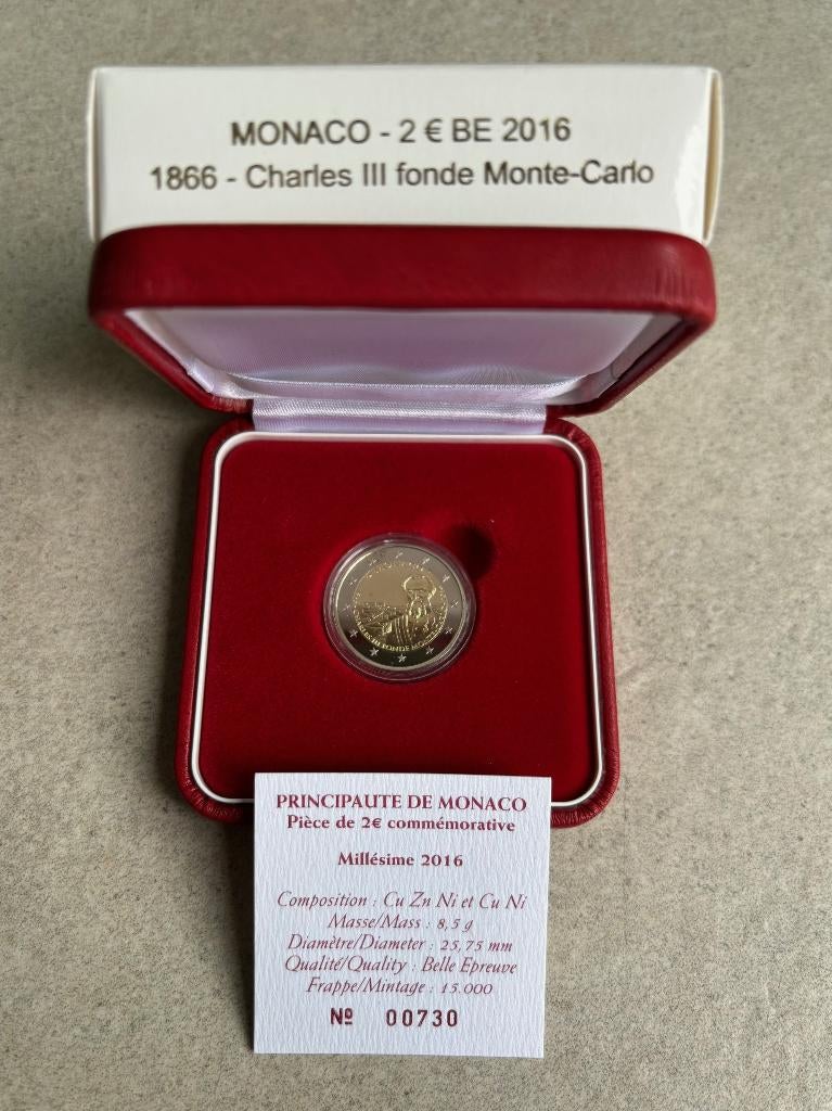 Monaco 2 euro 2016, Postzegels en Munten, Munten | Europa | Euromunten, Ophalen of Verzenden, Overige landen, 2 euro, Setje