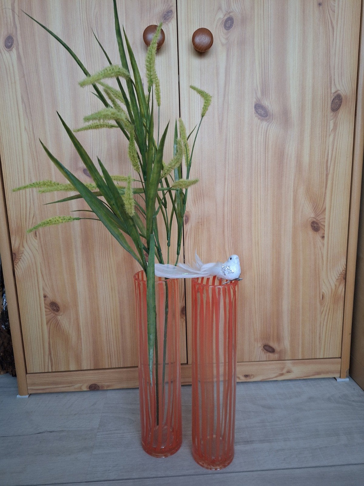 Set van 2 oranje glazen vazen, Ophalen, Gebruikt, Oranje, Glas