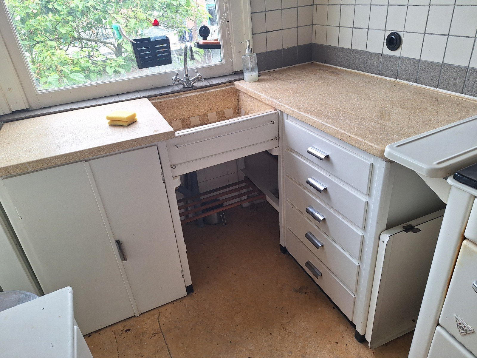 Originele Piet Zwart Bruynzeel keuken, Ophalen, Gebruikt, 50 tot 75 cm, Zwart
