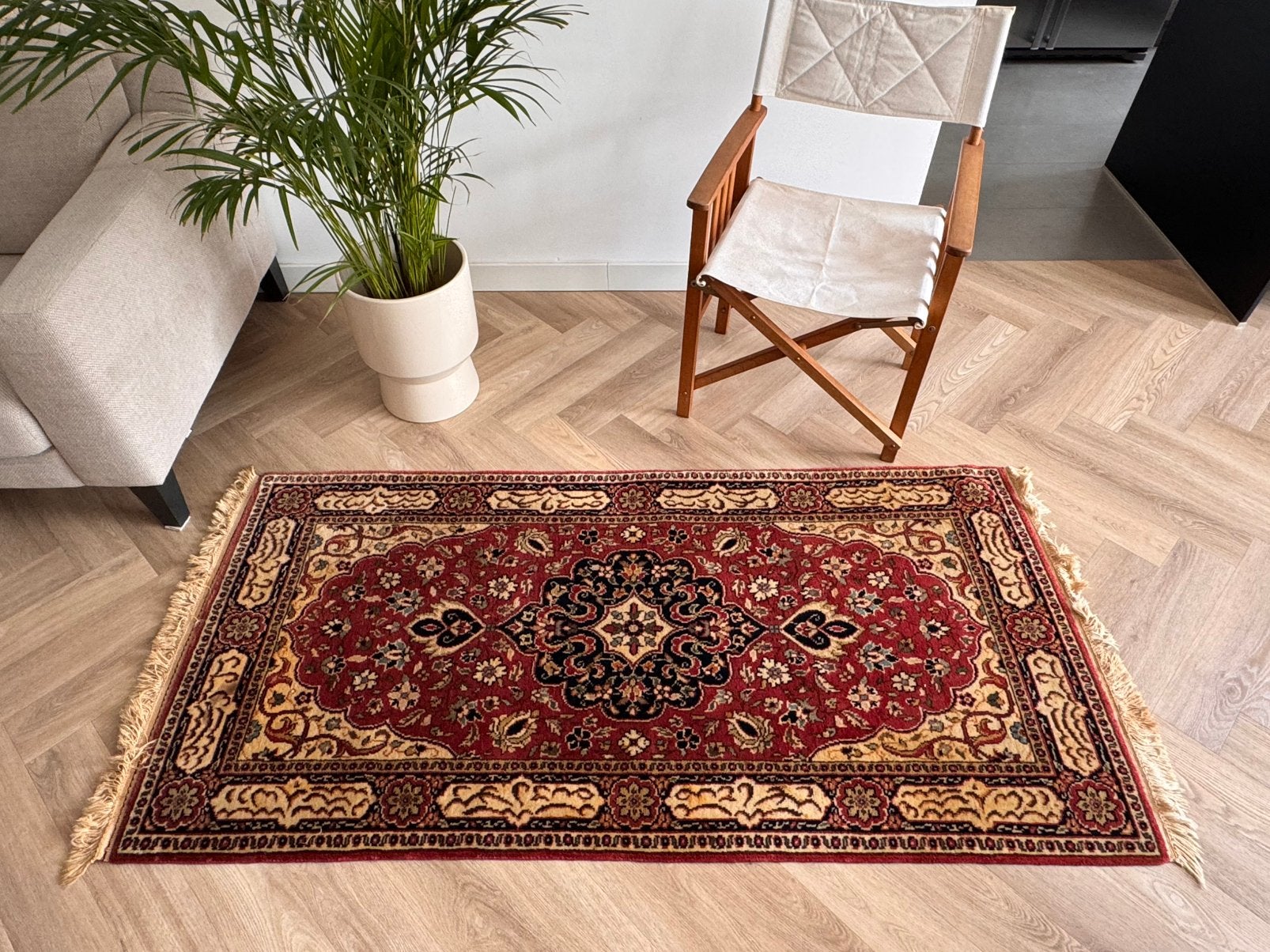 Prachtig handgeknoopt perzisch tapijt Kashmiri/Kashan tapijt, Zo goed als nieuw, 150 tot 200 cm, Rechthoekig, Rood