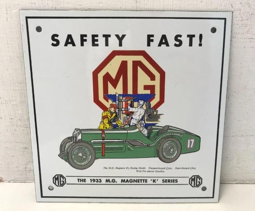 Vintage emaille bord - MG Magnette K serie, Ophalen of Verzenden, Nieuw, Overige merken