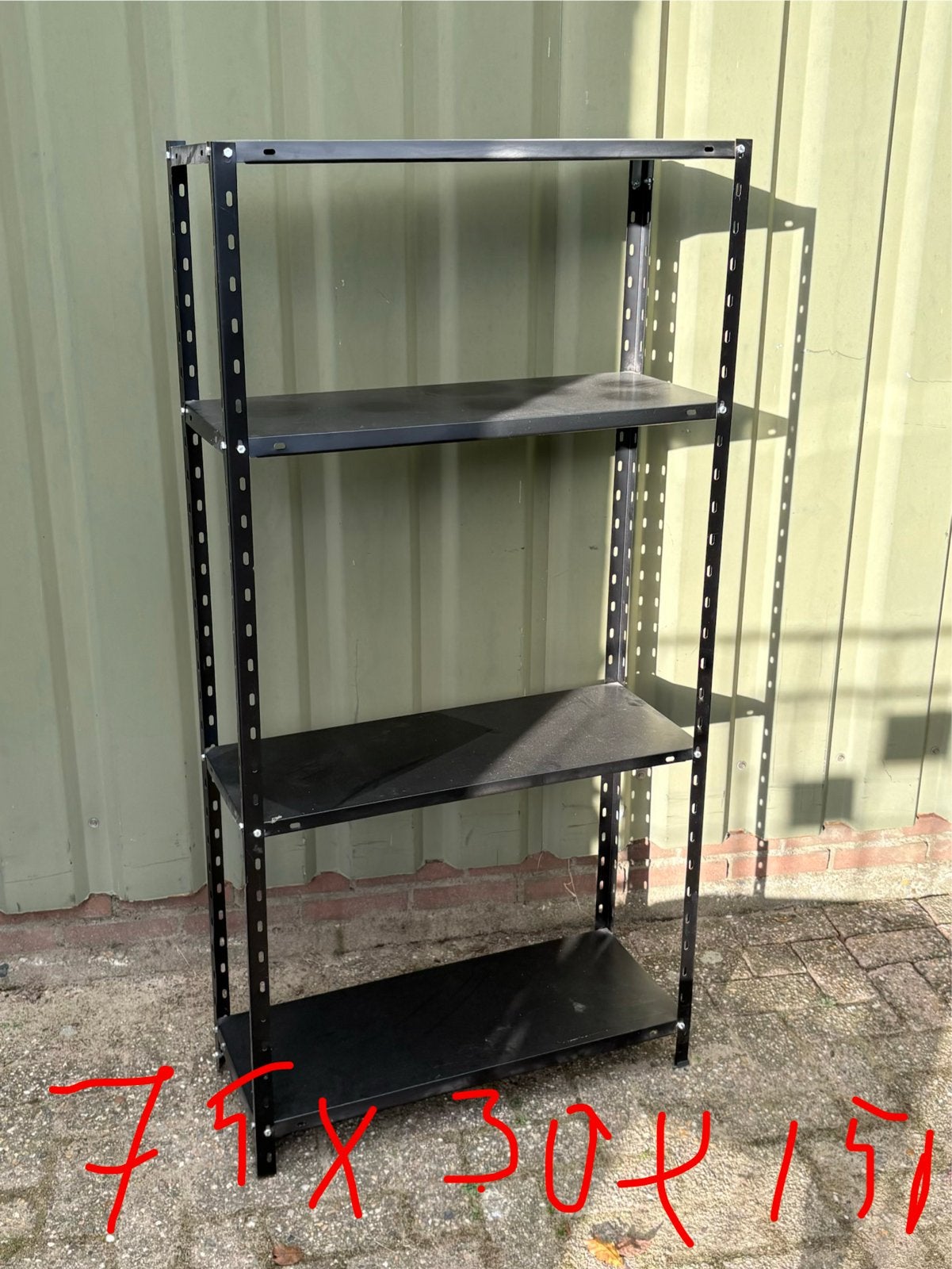 Zwart metalen stellingkast - 4 planken, Ophalen, Gebruikt