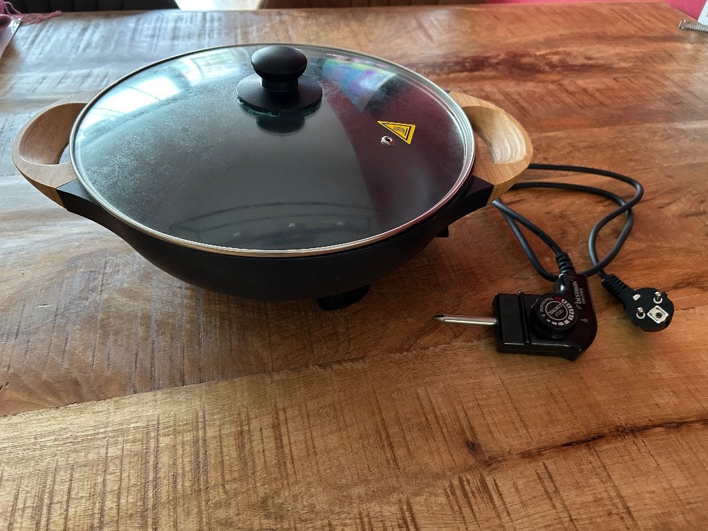 Elektrische wokpan - Zo goed als nieuw, Overige materialen, Met deksel, Nieuw, Ophalen of Verzenden