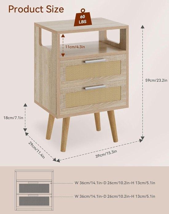 Rattan Nachtkastje – Bijzettafeltje – Bedside Table, Corvance B.V., Verzenden, Nieuw, Corvancebol@gmail.com