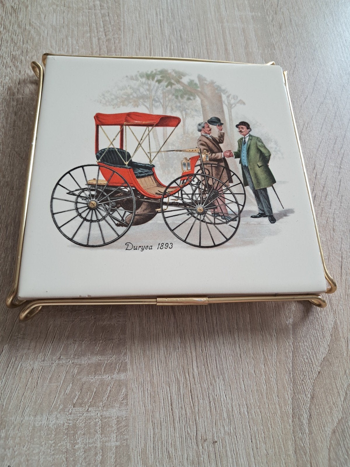 Vintage Royal Sphinx onderzetter met Duryea 1893 afbeelding, Antiek en Kunst, Ophalen of Verzenden