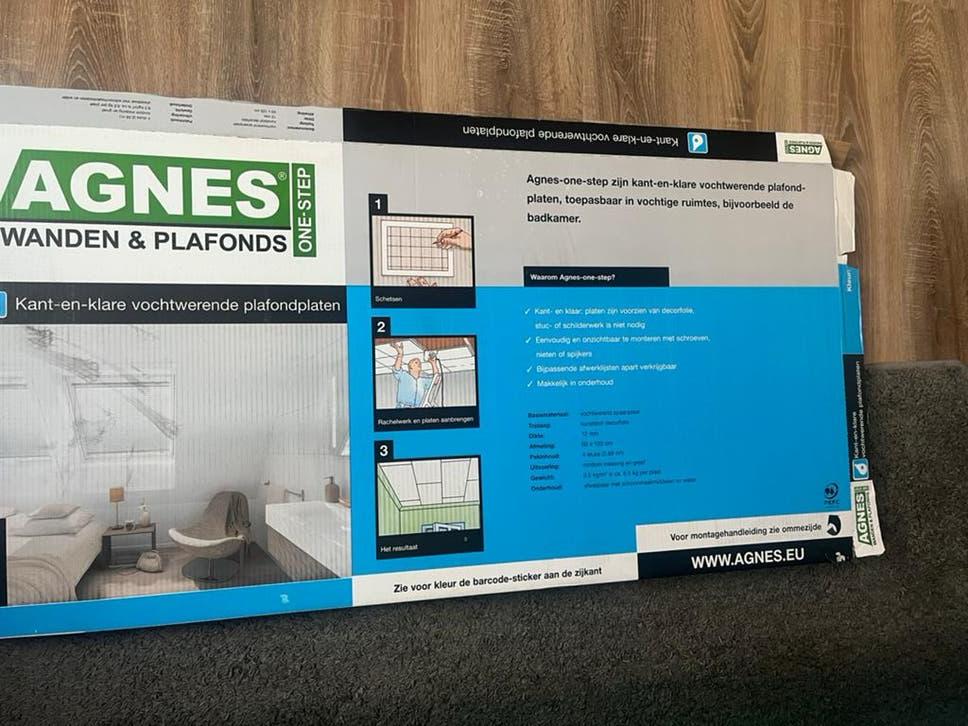 Agnes wand/plafondplaten vochtwerend wit stuc 120x60cm 12mm, Ophalen of Verzenden, Nieuw, Overige materialen, Minder dan 20 mm