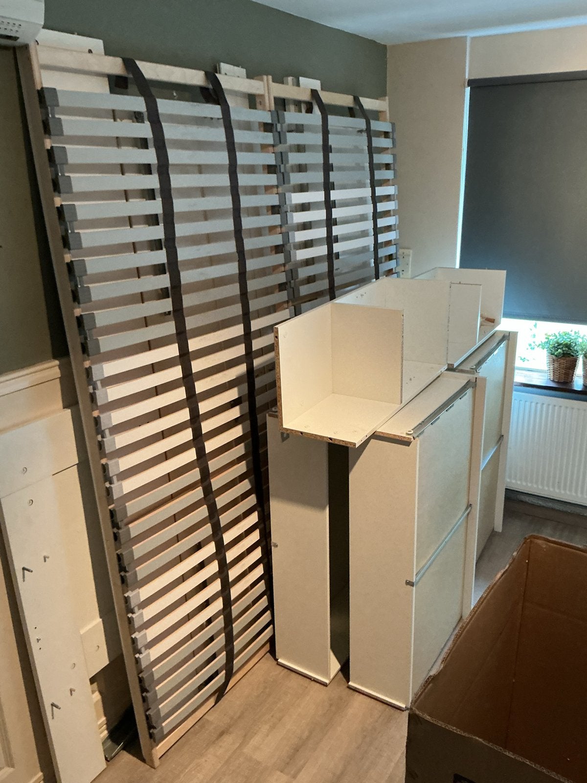 IKEA Brimnes bed met opbergruimte en hoofdeinde(gebruikt), Huis en Inrichting, Ophalen, Gebruikt, Wit, Tweepersoons