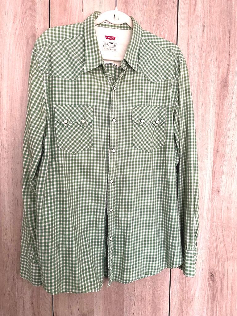 Levi's western-stijl overhemd XL, Ophalen of Verzenden, Gedragen, Groen, Halswijdte 43/44 (XL)