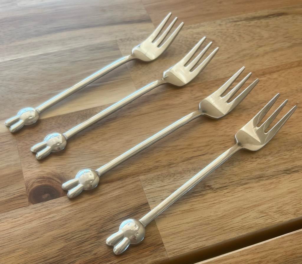 Set van 4 ‘Nijntje’ dessertvorkjes, Ophalen, Zo goed als nieuw, Rvs of Chroom