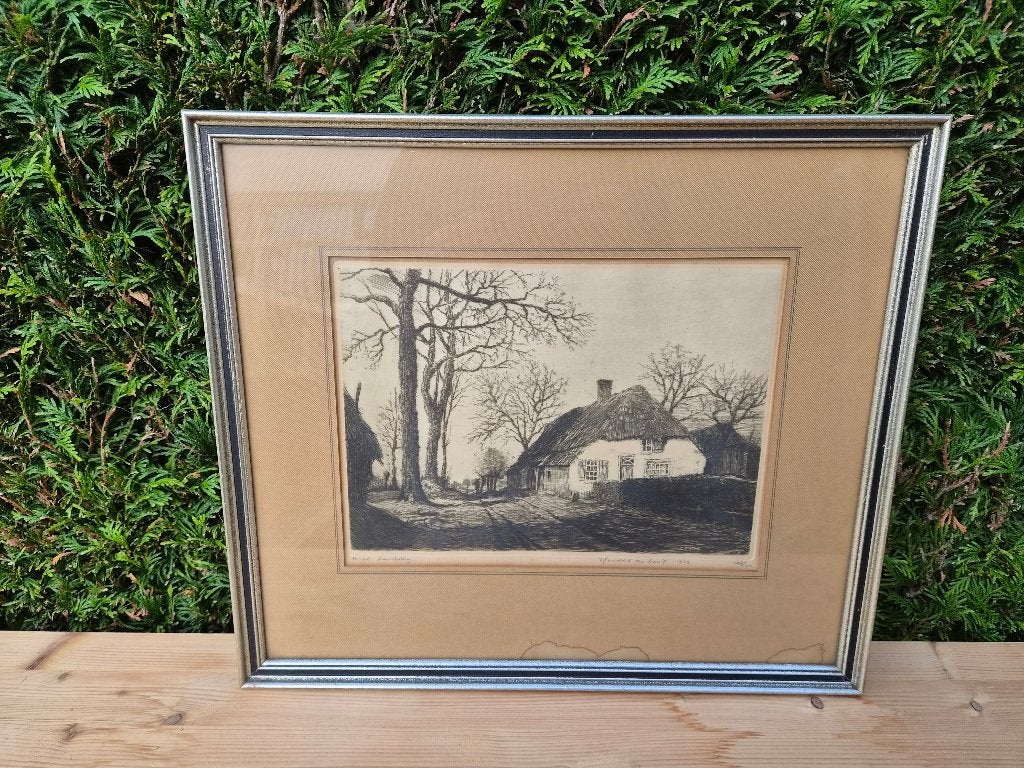 Ets van Hendrik de Laat, Antiek en Kunst, Ets, Ophalen of Verzenden, Gesigneerd, Landschap