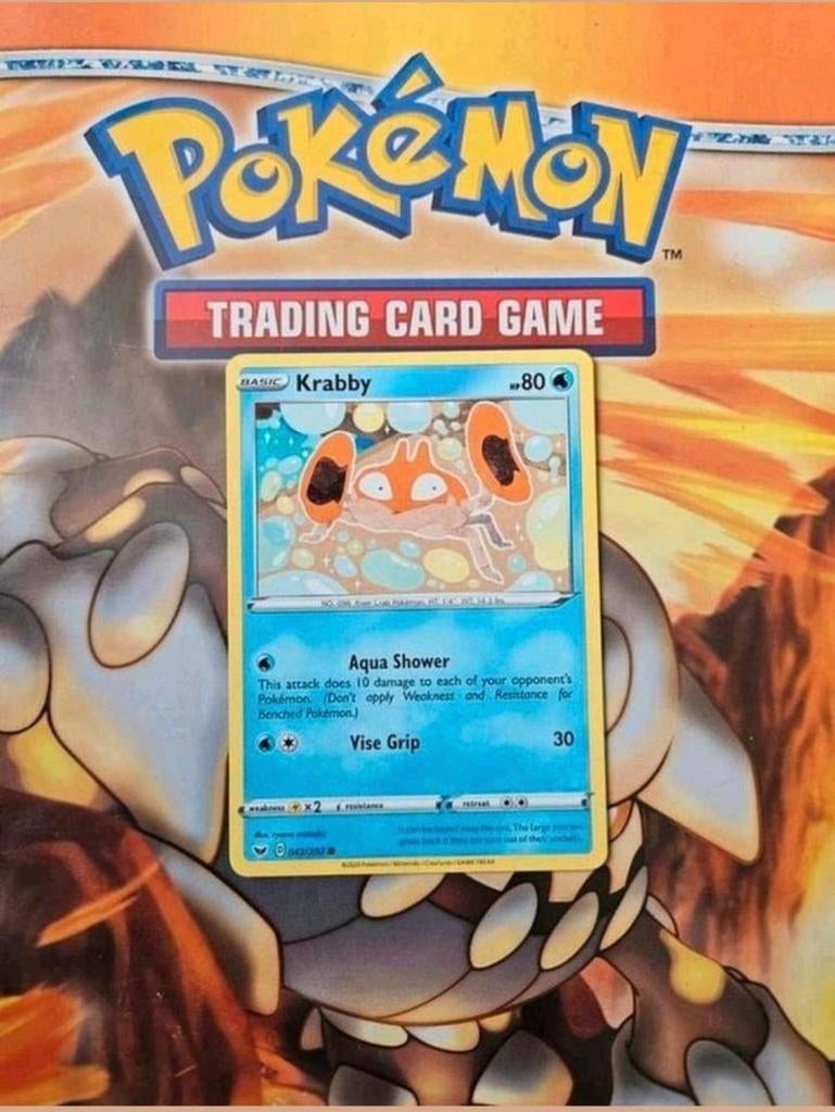 Krabby 043/202 Sword&Shield base set pokemon kaart nm, Ophalen of Verzenden, Zo goed als nieuw, Losse kaart