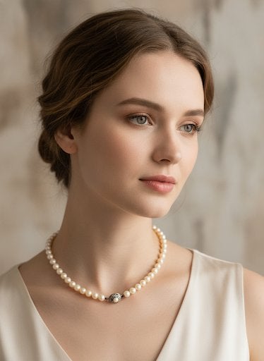 Parelketting met zilveren slot, 42,5 cm