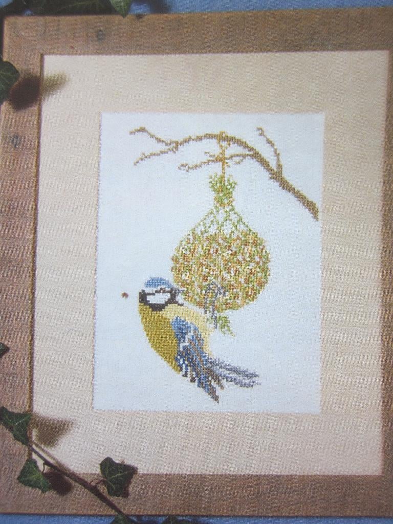 Borduurpatroon pimpelmees met voederbol vetbol e.a. VOGELS, Hobby en Vrije tijd, Borduren en Borduurmachines, Ophalen of Verzenden