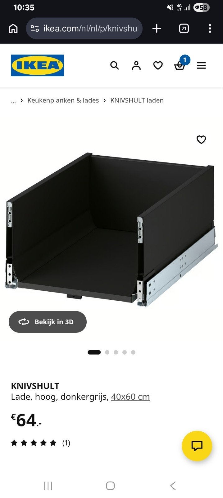 2x Ikea Knivshult 40x60, Ophalen, Minder dan 50 cm, 1 of 2 laden, Nieuw