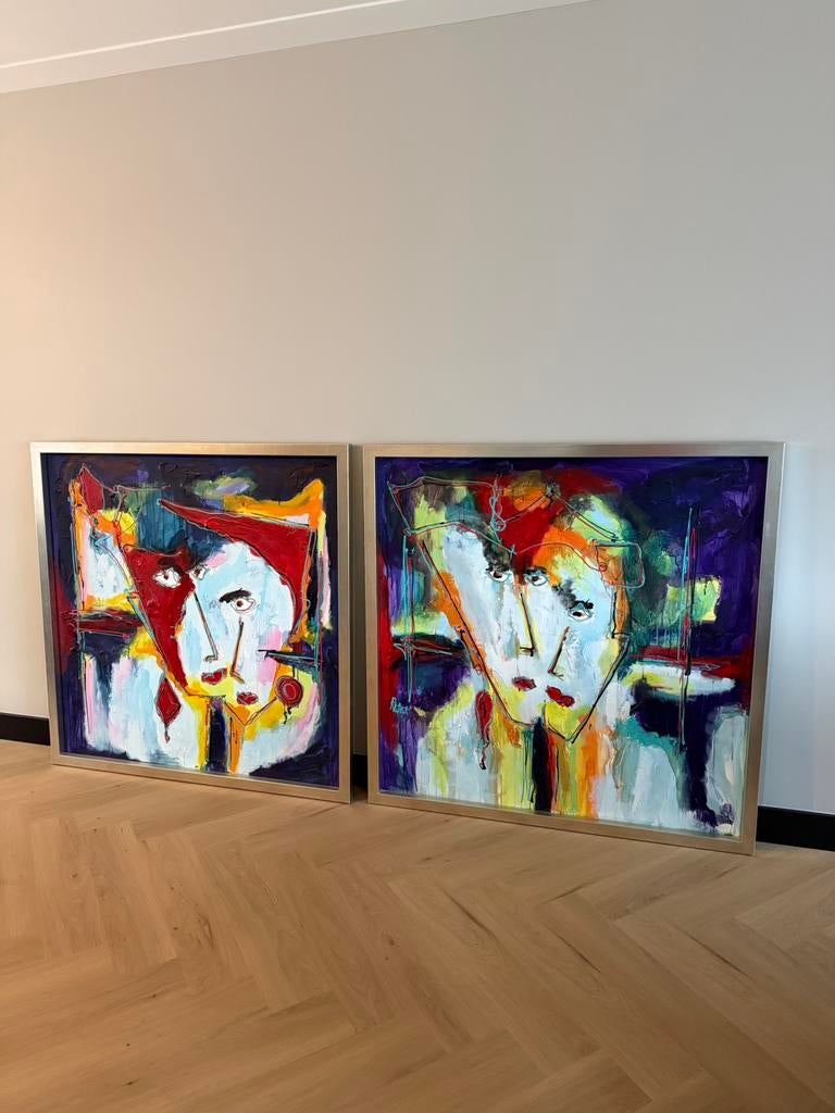 Schilderijen modern set, Antiek en Kunst, Ophalen of Verzenden