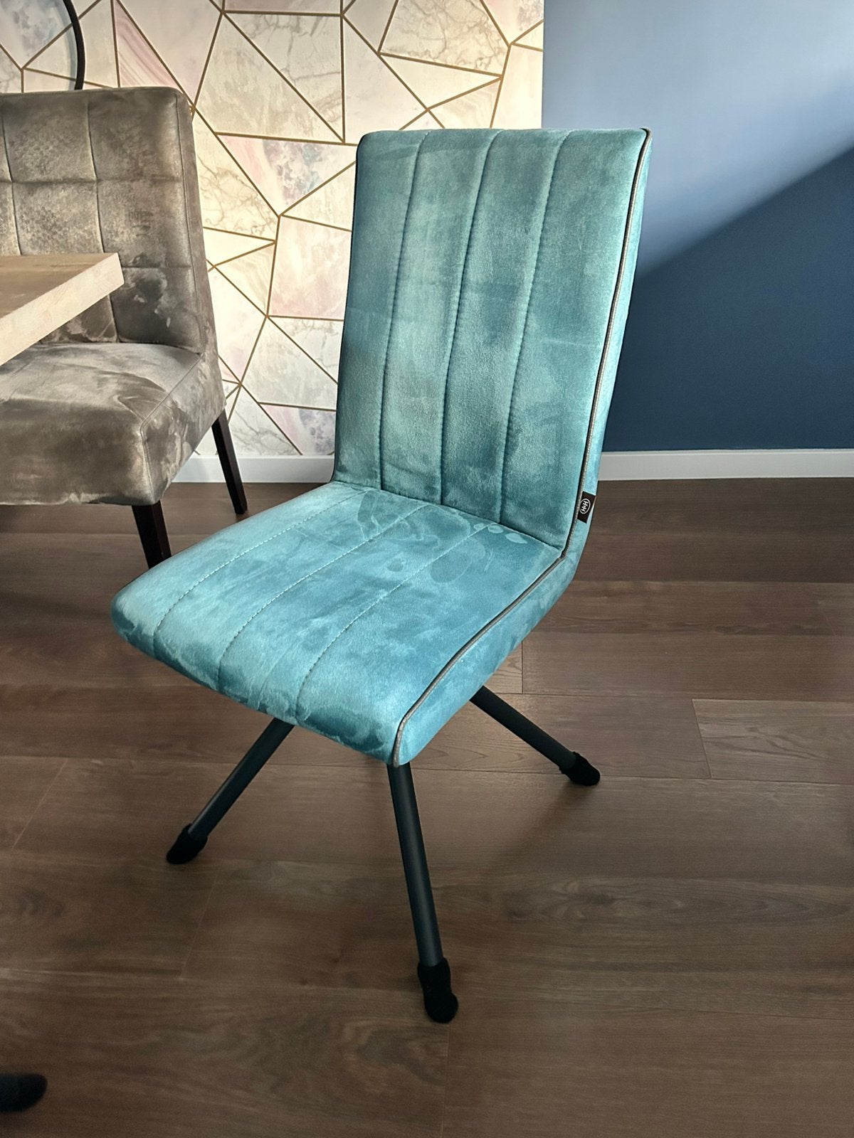 6 Henders & Hazel eetkamerstoelen – petrol, Ophalen, Gebruikt, Blauw, Stof