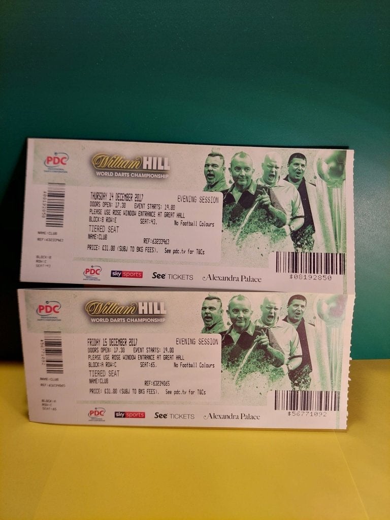 PDC World Darts Championship 2017 tickets Ally Pally 9x, Drie personen of meer, Maart