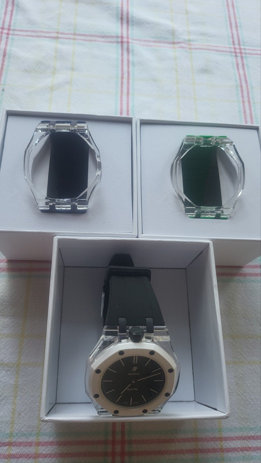 Swatch bandjes Strap Royal Pop AP Transparant 12h en 3h, Sieraden, Tassen en Uiterlijk, Kunststof, Polshorloge, Nieuw, Kunststof