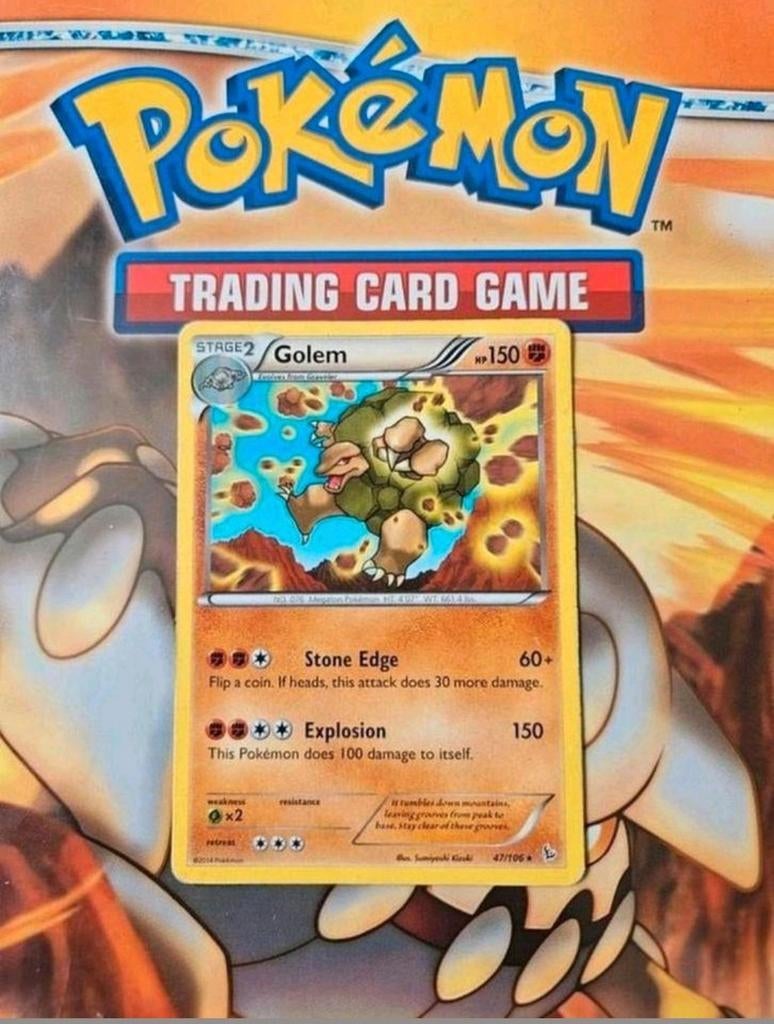 Golem 47/106 XY Flashfire pokemon kaart rare, Ophalen of Verzenden, Gebruikt, Losse kaart
