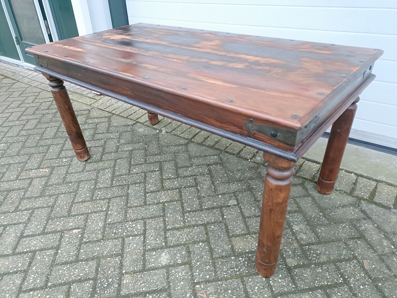 Mooie oude teakhouten eettafel, Ophalen