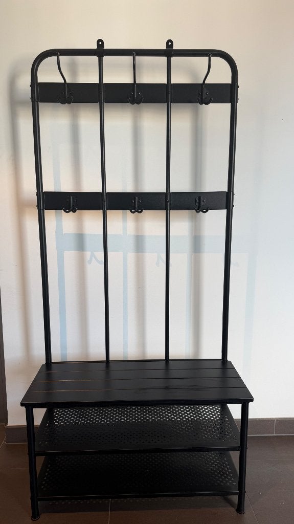 IKEA Hall Tree / Coat Rack with Shoe Storage – Black, Ophalen, Wandkapstok, Minder dan 100 cm