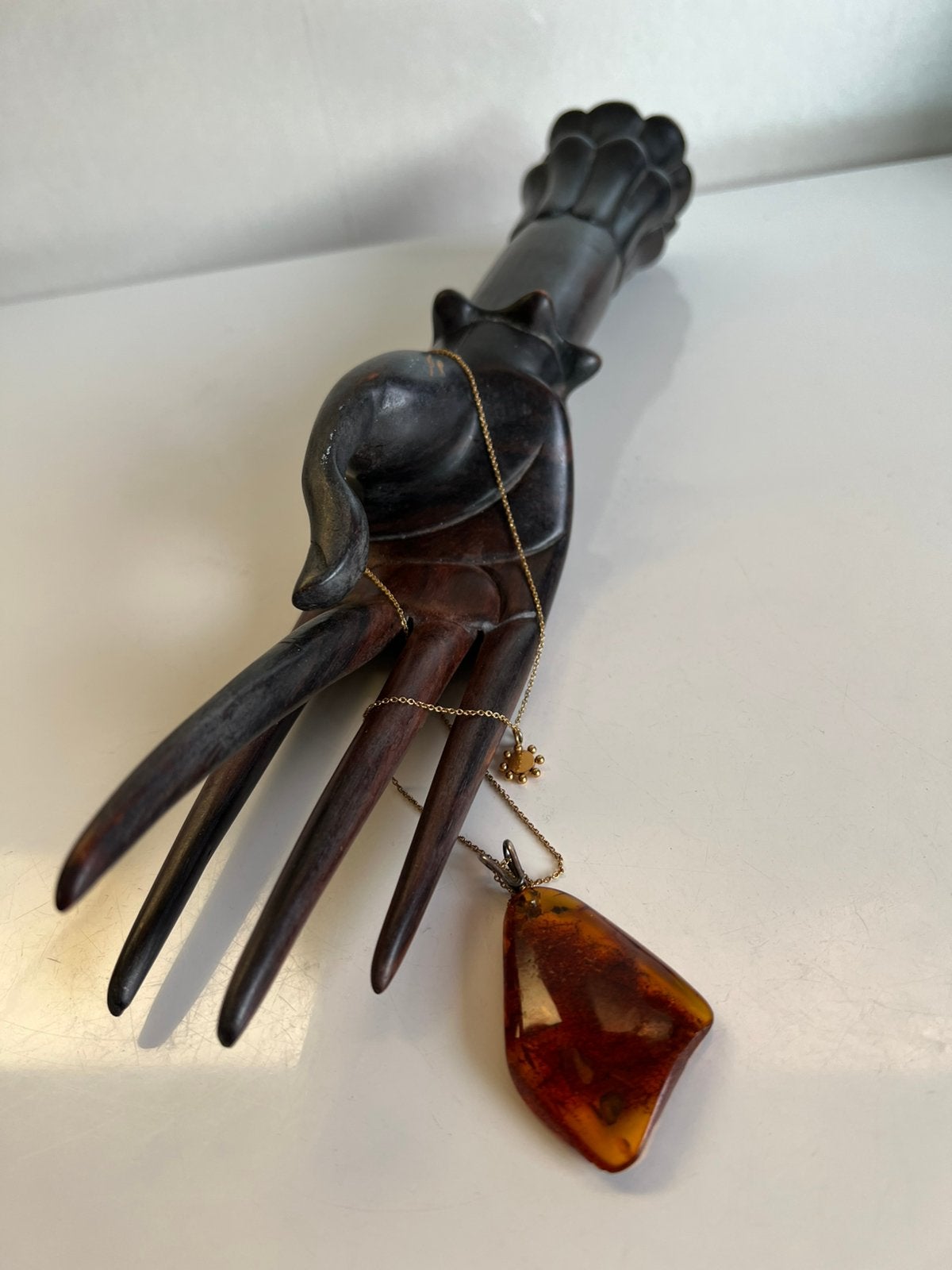 Vintage Balinees Houten Hand Display Ring-Sierraadhouder 70s, Ophalen of Verzenden