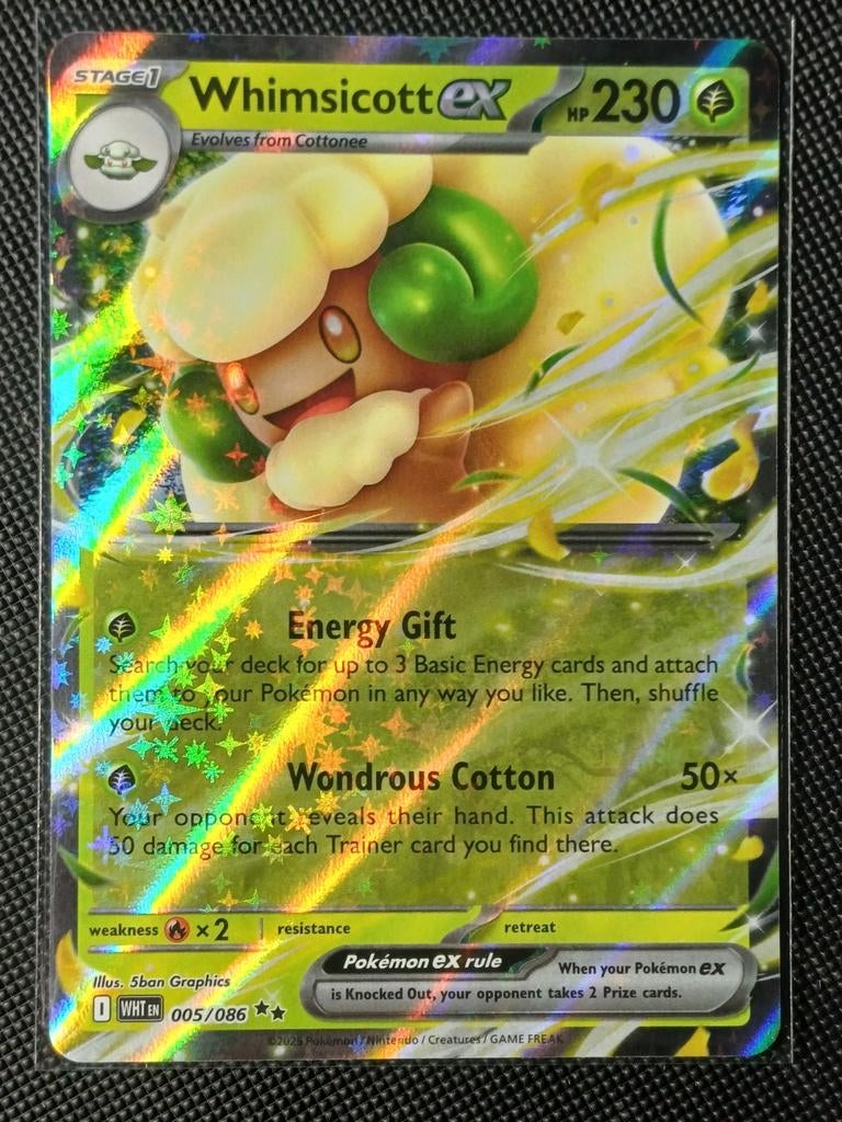 Whimsicott ex 005/086 White Flare Pokémon Kaart, Ophalen of Verzenden, Zo goed als nieuw, Losse kaart, Foil