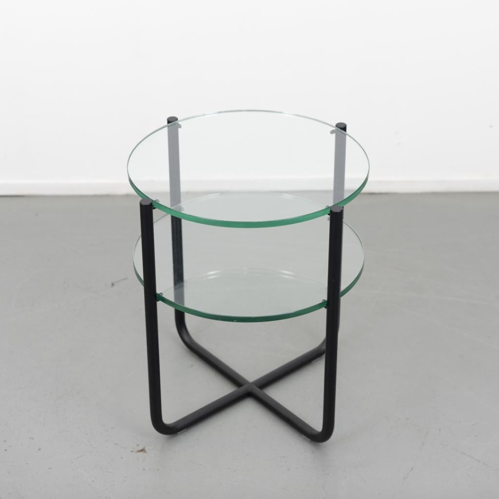 4 Gispen koffie tafel 423 Zwart  H 60 x Rond 50 cm, Minder dan 55 cm, Nieuw, Ophalen of Verzenden, Glas