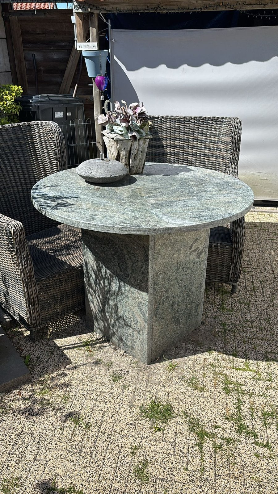 Mooie ronde marmeren tafel met scheur in blad *gratis*, Ophalen, Zo goed als nieuw, Rond, Overige materialen