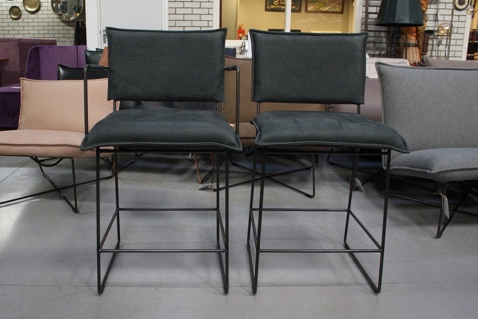 8x luxe barstoel barkruk NORMAN Jess Design metaal leer stof, Ophalen, 5 krukken of meer, Met voetsteun, 60 tot 90 cm