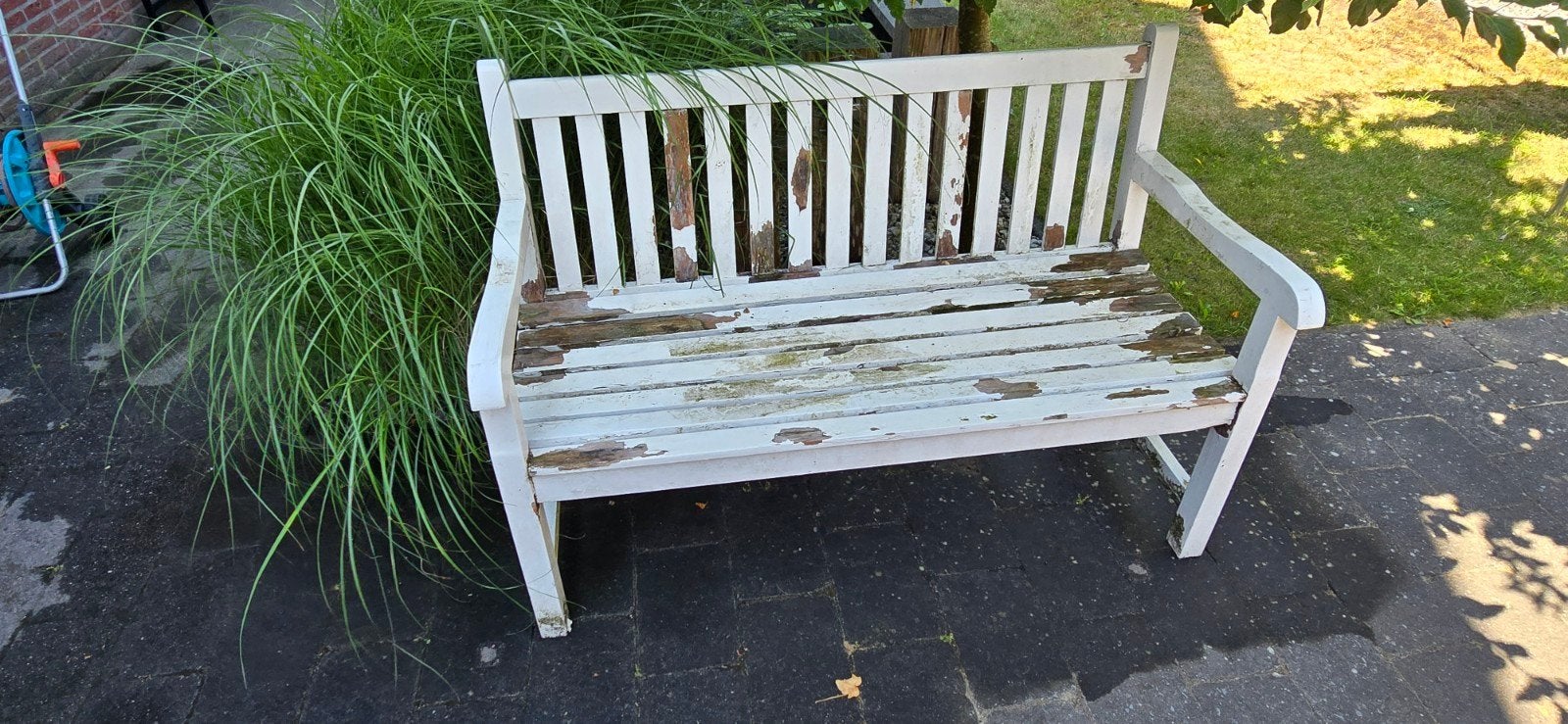 Gratis - Oude Teakhouten tuinbank - opknapper, Tuin en Terras, Tuinbanken, Ophalen of Verzenden, Gebruikt, Hout