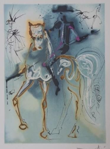 Salvador Dalí (1904) Lithografie "Cheval de Picador" Ges Gel, Antiek en Kunst, Kunst | Litho's en Zeefdrukken, Ophalen of Verzenden