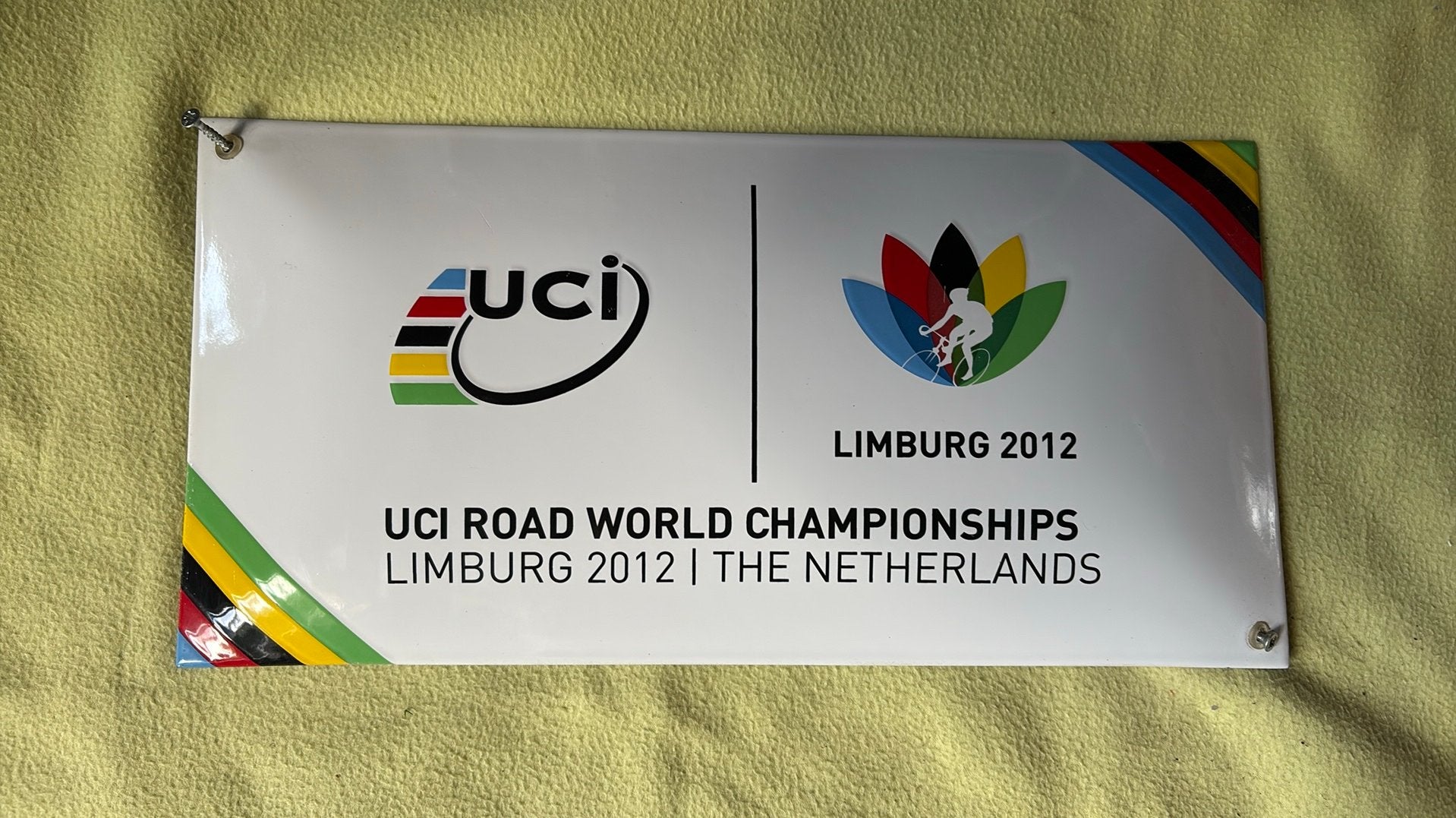 UCI road world championships 2012 emaille bord Valkenburg, Ophalen of Verzenden, Zo goed als nieuw