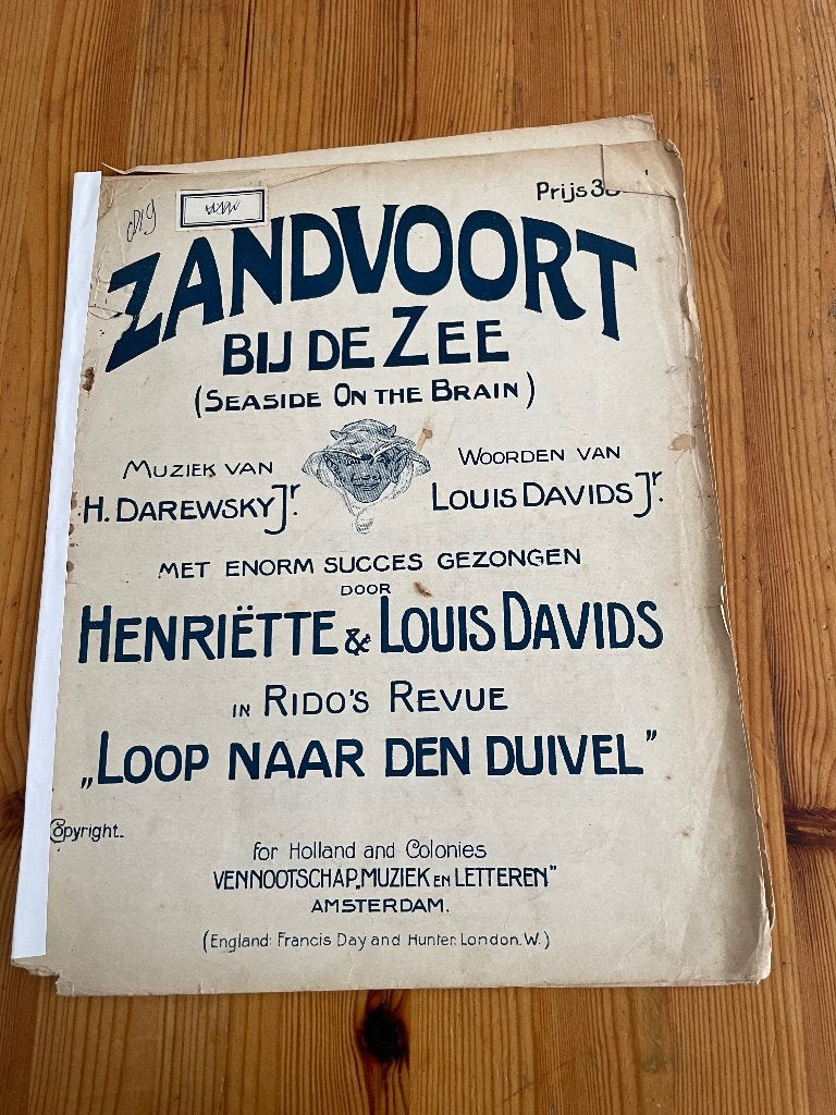 Zandvoort bij de zee - darewsky / davids, Muziek en Instrumenten, Bladmuziek, Zang, Gebruikt, Ophalen of Verzenden, Artiest of Componist