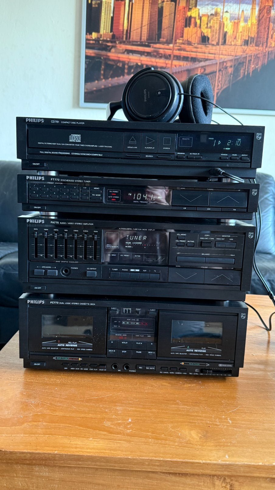 PHILIPS set compleet werkend, Ophalen of Verzenden, Zo goed als nieuw, Cassettedeck, Philips