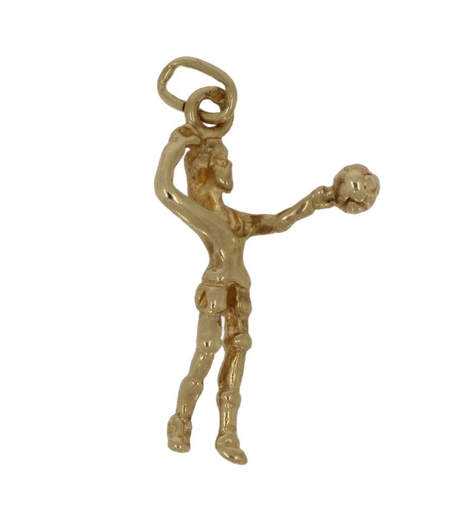 Volleybal 14k gouden ketting hanger sport dames heren, Voordeelsieraden, Verzenden, Zo goed als nieuw, Met edelsteen