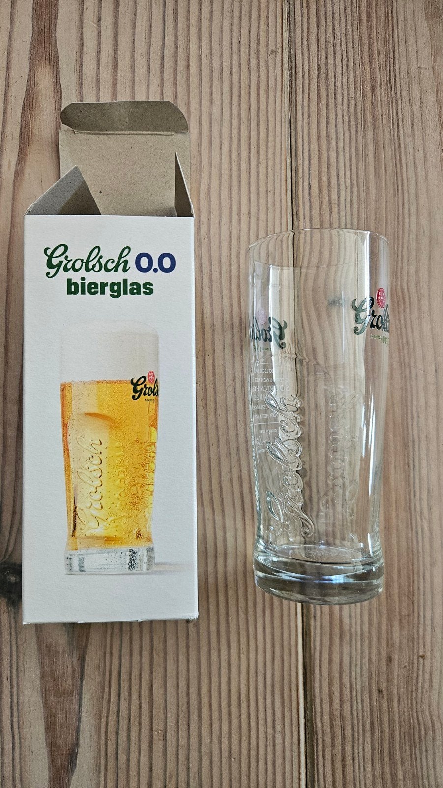 Grolsch 0.0 bierglas - Nieuw in doos meerdere beschikbaar, Nieuw, Ophalen of Verzenden, Overige merken, Glas