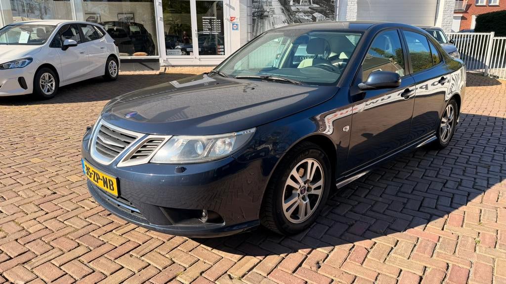 Eerste eigenaar Saab 9-3 1.8 T Sport Sedan AUT uit 2008, Auto's, 1998 cc, 4 cilinders, Blauw, Leder en Stof