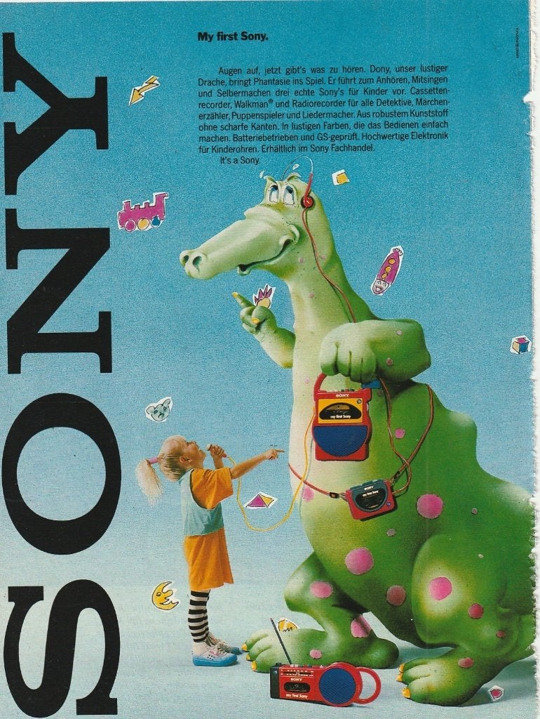 retro reclame 1988 Sony cassetterecorder radio My first Sony, Verzenden, Overige typen