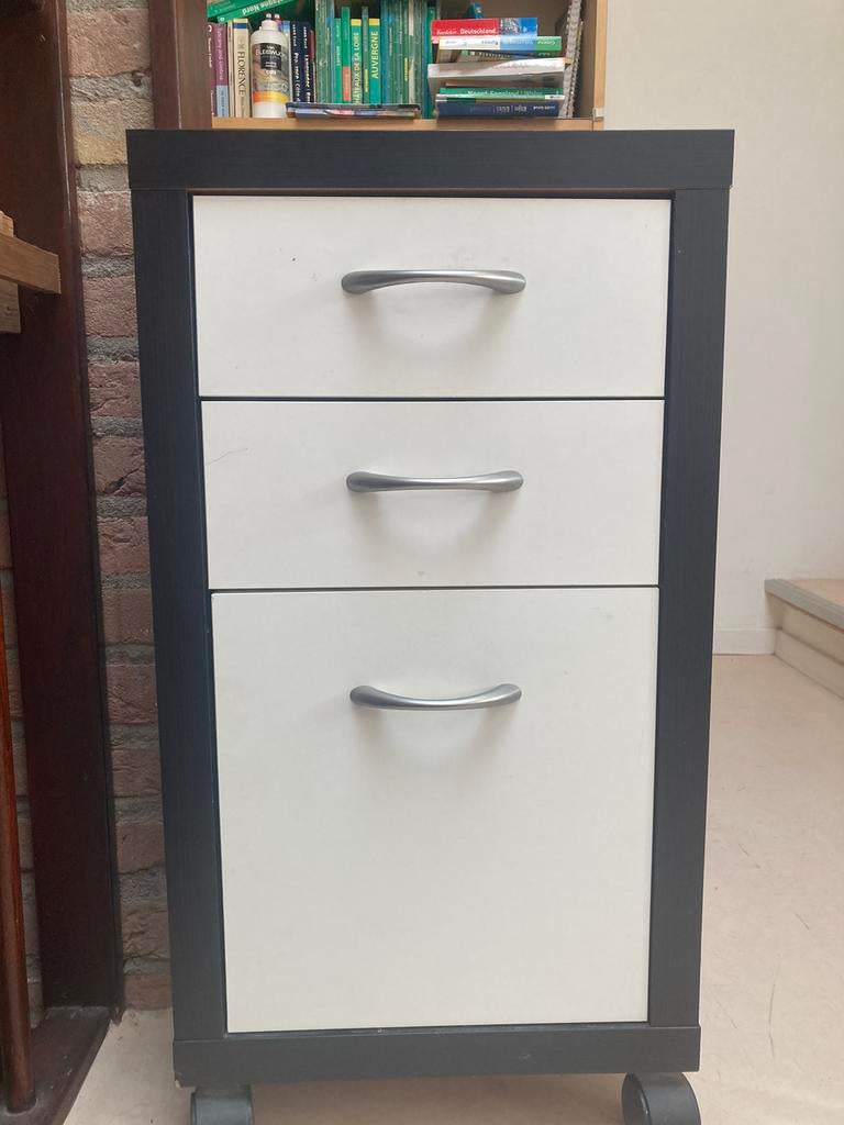 Ladeblok Ikea zwart wit 70 hoog/37 breed 51 diep, Minder dan 50 cm, Ophalen of Verzenden, Zo goed als nieuw, 3 of 4 laden