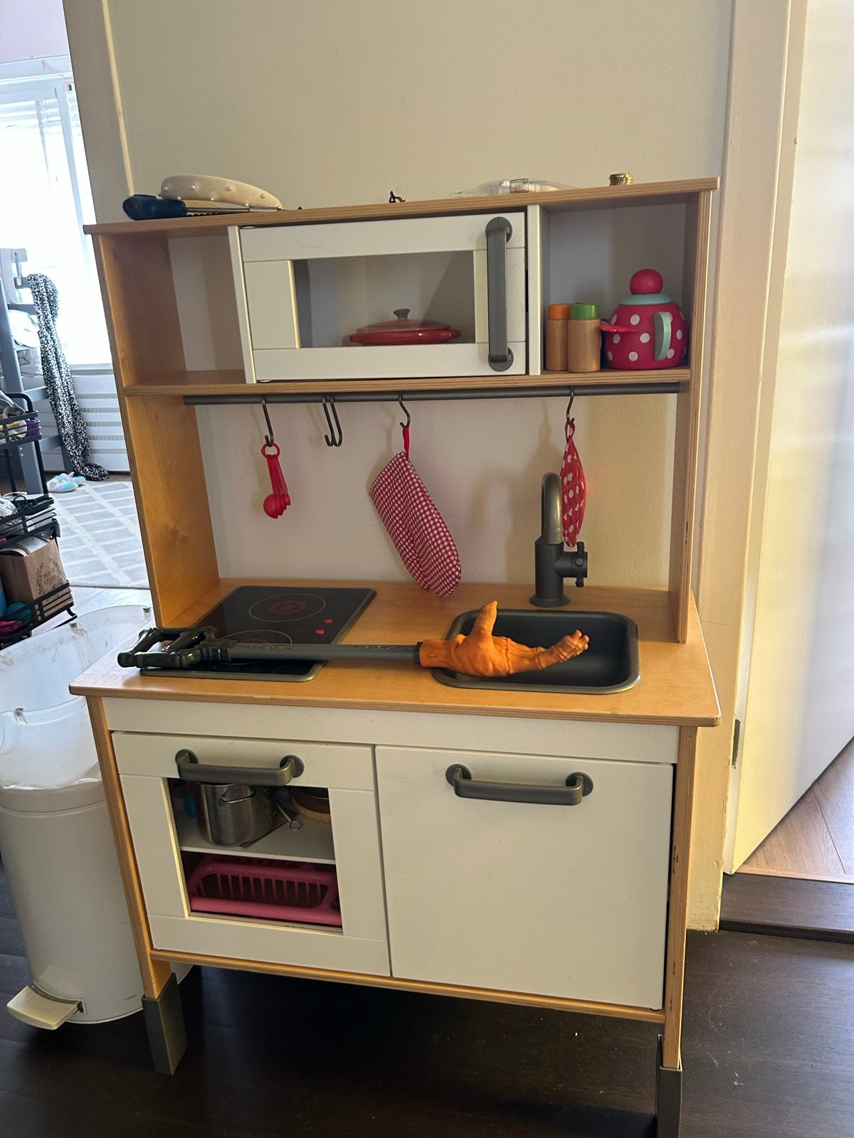 Houten speelkeuken met accessoires - Zo goed als nieuw, Ophalen, Zo goed als nieuw, Hout, Speelkeuken