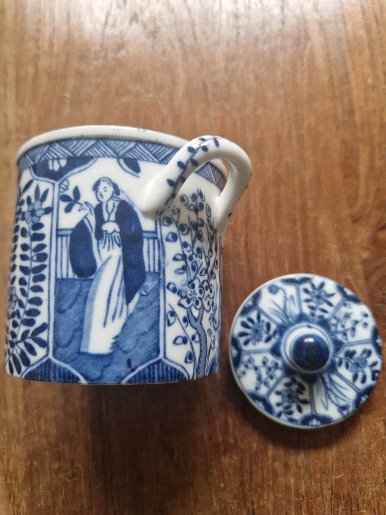 Vintage Aziatische suikerpot blauw-wit porselein, Ophalen, Aziatisch, Overige merken, Overige typen