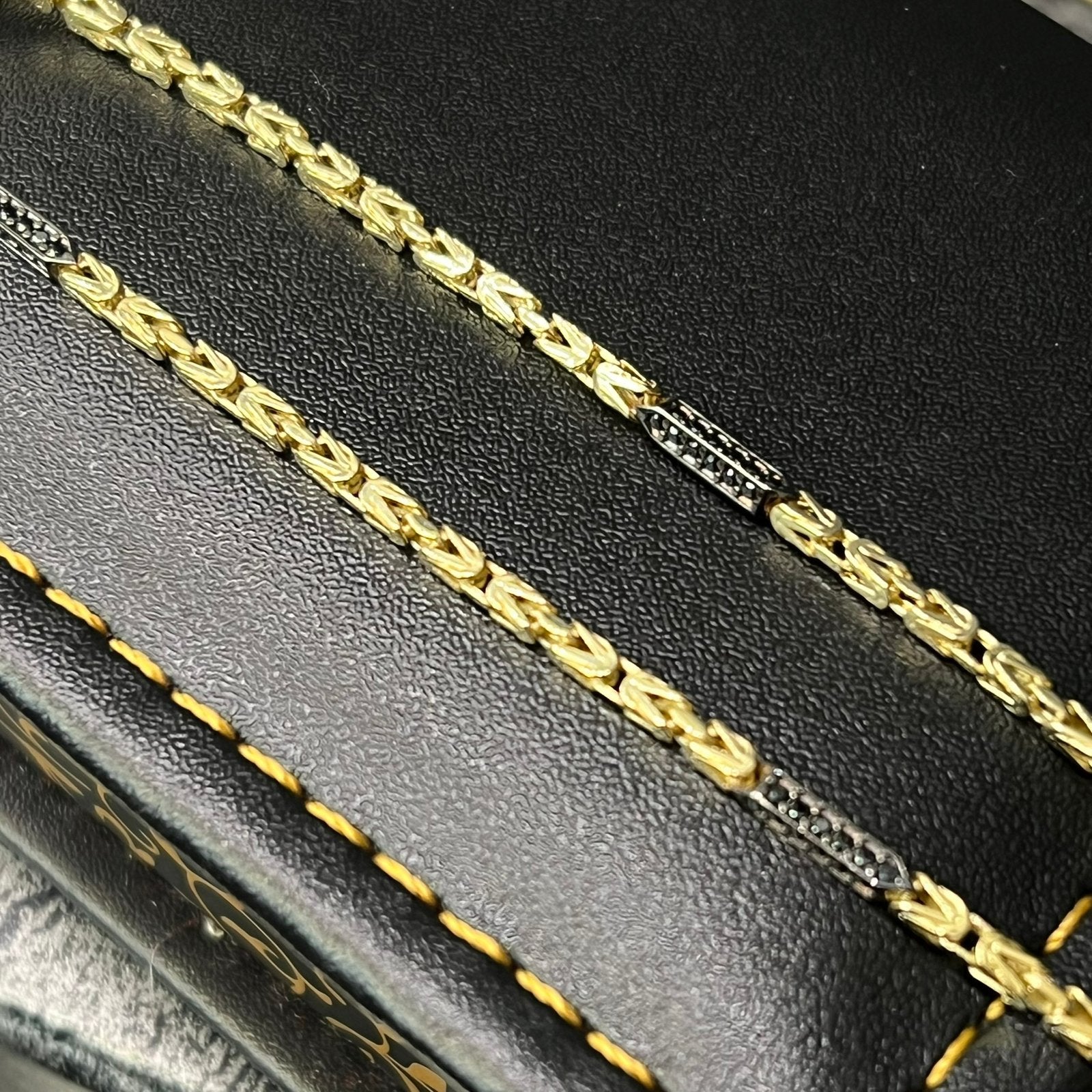 14k gouden koningsketting prachtig schakel nieuw onyx stenen, Ophalen of Verzenden, Zo goed als nieuw, Goud