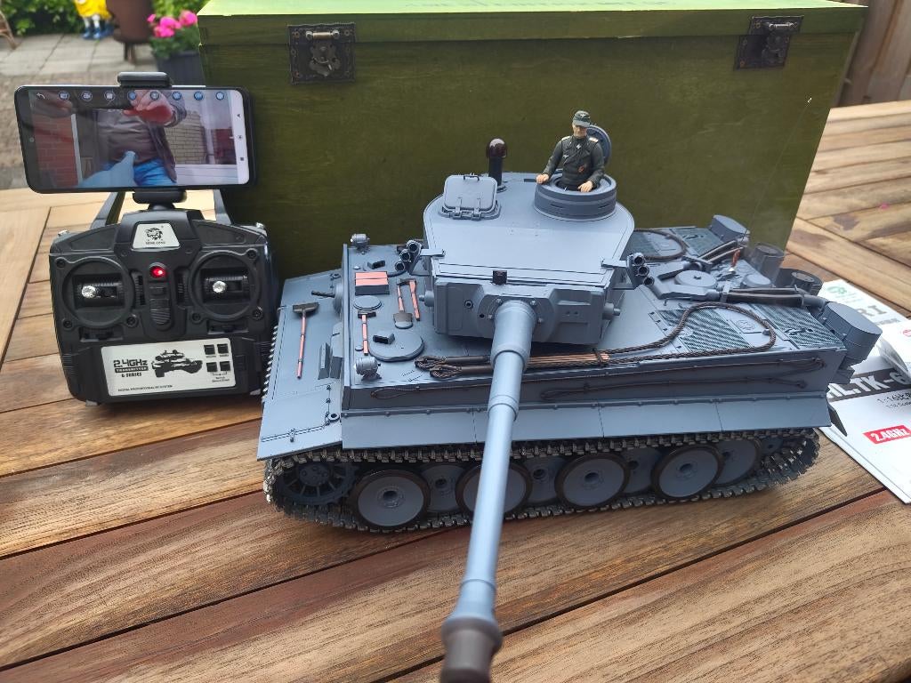 Tiger 1 Pro RC Tank ,camera, metal tracks + wielen, BB/IR, Hobby en Vrije tijd, Overige merken, Tank, Groter dan 1:32, Ophalen of Verzenden