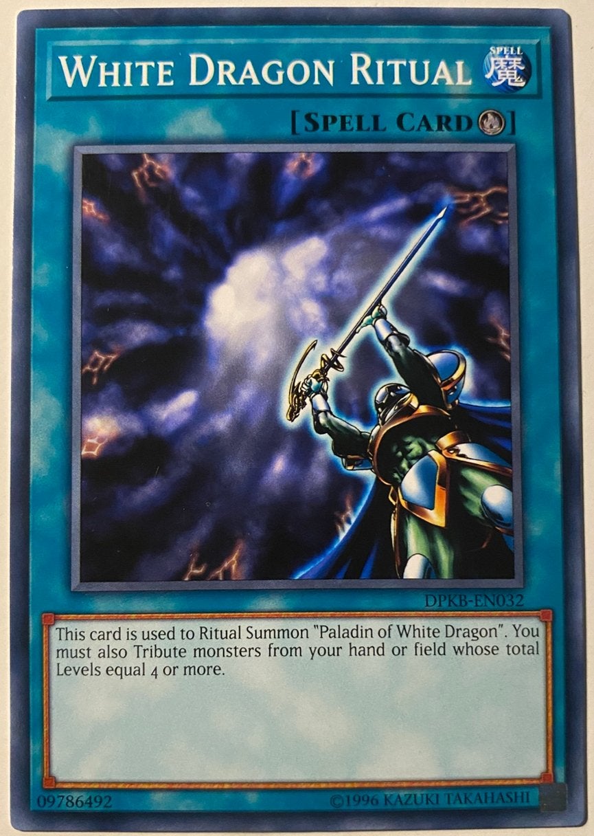 Yu-Gi-Oh! White Dragon Ritual DPKB 1996 Print !, Ophalen of Verzenden, Zo goed als nieuw, Losse kaart