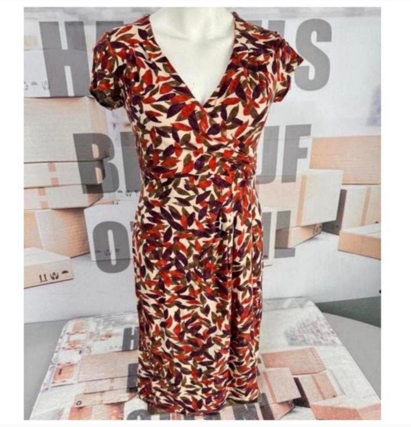 Laura Ashley X weekend Zomer lente lange jurk bladeren kleur, Maat 38/40 (M), Meerkleurig, Zo goed als nieuw, K