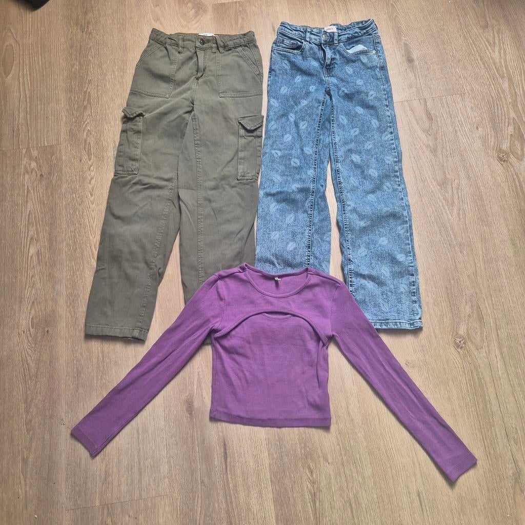 Spijkerbroek, shirt en America Today broek - maat 134-140, Kinderen en Baby's, Kinderkleding | Maat 140, Broek, America Today