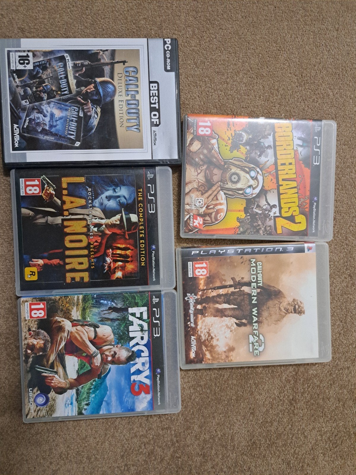 PS3 Games Bundel: Borderlands 2, Far Cry 3, L.A. Noire, CoD, Avontuur en Actie, Gebruikt, Vanaf 18 jaar, 1 speler