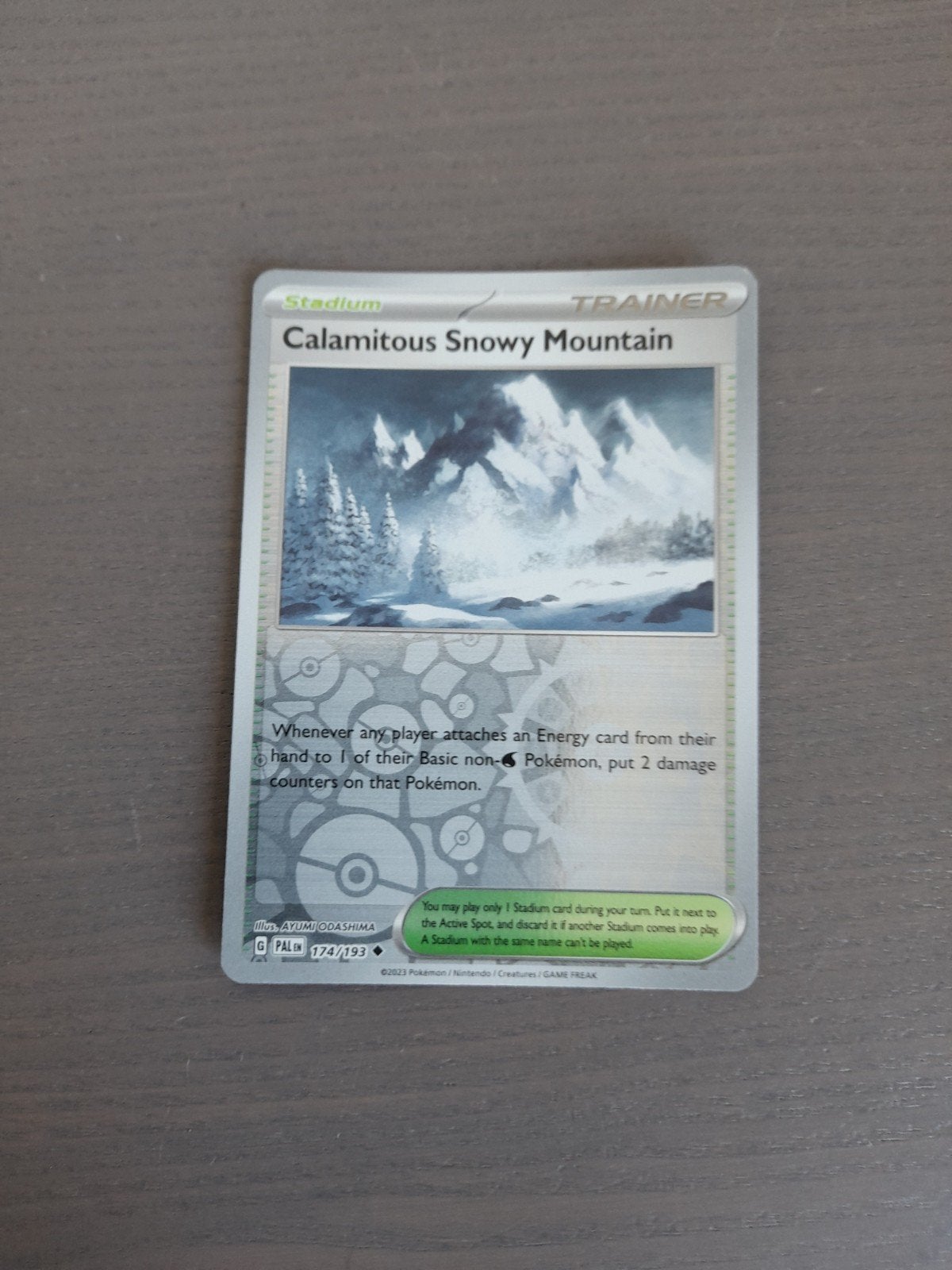 paldea evolved 174/193 calamitous snowy moutain reverse, Ophalen of Verzenden, Zo goed als nieuw, Losse kaart, Foil