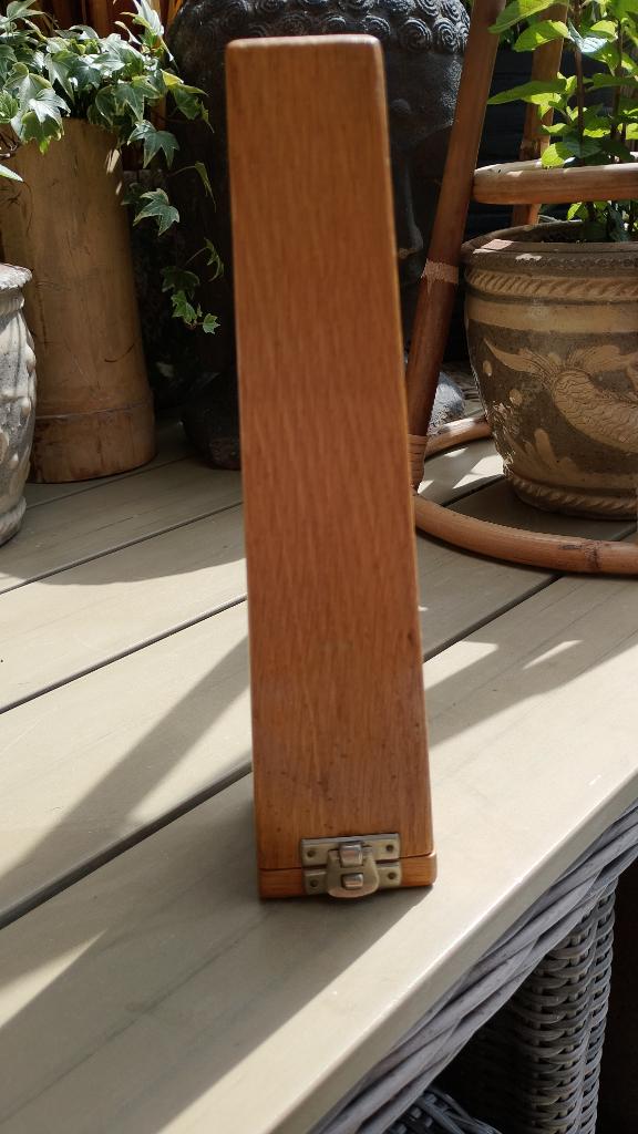 Vintage antieke PTT thermometer in houten kistje, Ophalen of Verzenden
